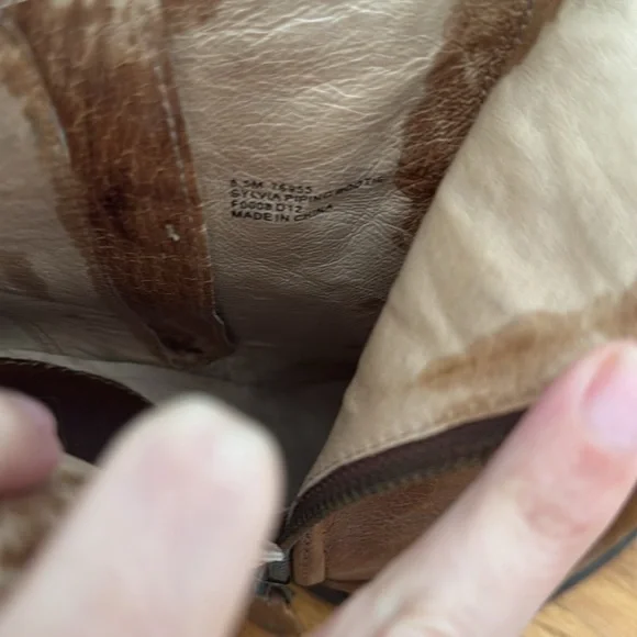 FRYE Sylvia Piping Boots/Bootie brown block heels size 8.5 - Picture 6 of 7